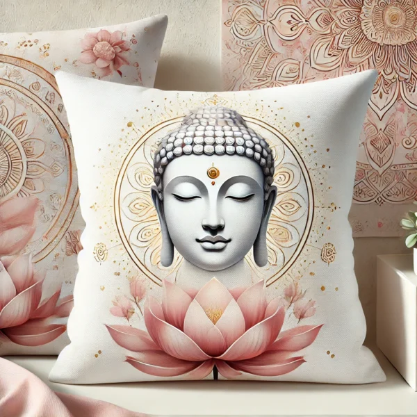 🪷 Buddha Tranquility Cushion | Zen-Inspired Home Décor with Buddha & Lotus